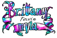 "Brittany, tevin, myla" fancy ribbons going tattoo design idea