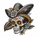 mexican skull wearing tattoo design idea