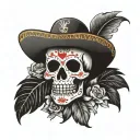 mexican skull wearing tattoo design idea