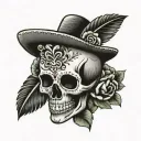 mexican skull wearing tattoo design idea