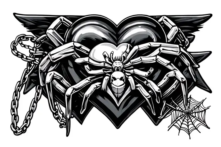 Chrome Hearts cross & chain and a spider and a spider web on the elbow tattoo design idea