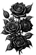 4 black roses intertwined tattoo design idea