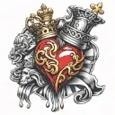 sacred heart crown king queen chess piece tattoo design idea