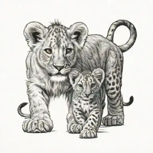 2 Lion Cub tattoo design idea