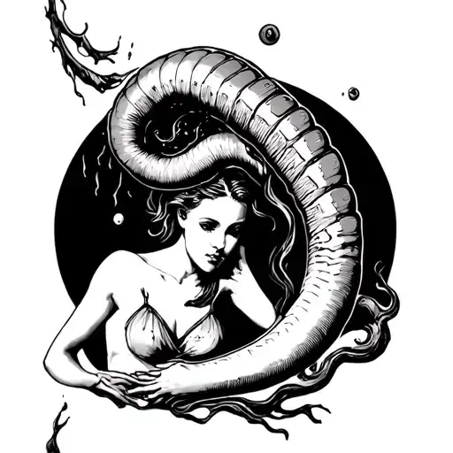 Big penis with stinging sperm and on top of the woman in which they finished tattoo design idea