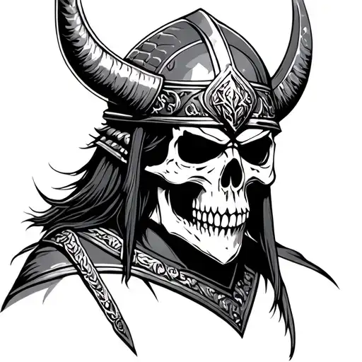 skull viking samurai warrior tattoo design idea
