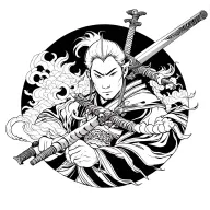 warrior wielding a sword tattoo design idea