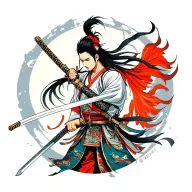 warrior wielding a sword tattoo design idea