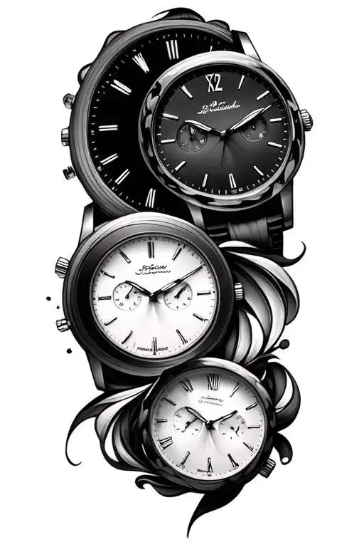 two watch faces tattoo design idea