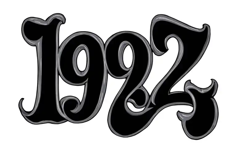 1992 text curved shape bending tattoo design idea