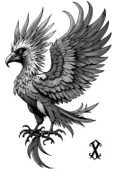 Pheonix with Initials ACE tattoo design idea