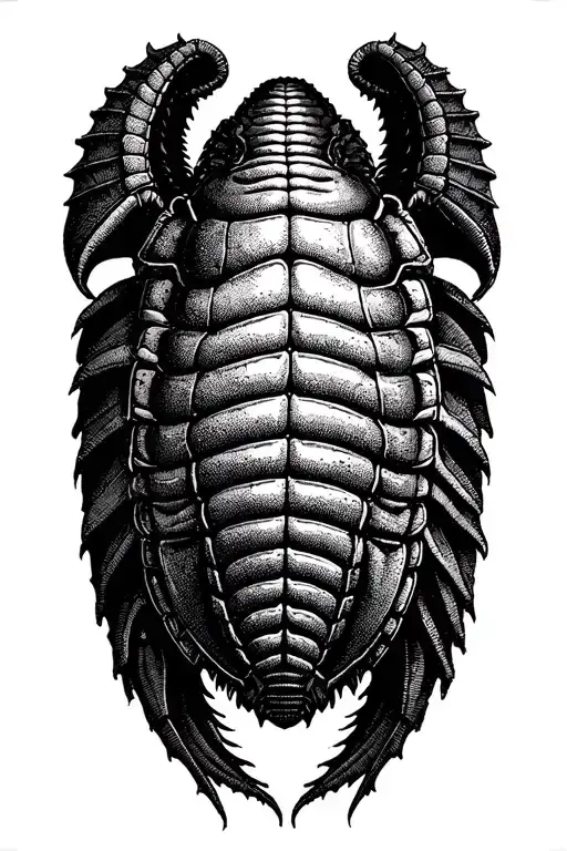 negative space lined Trilobite tattoo design idea