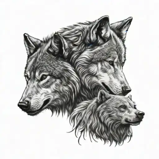 wolf and bear heads tattoo design idea