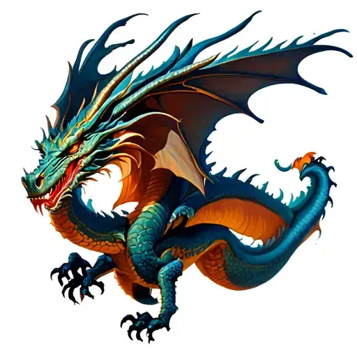 dragon flying tattoo design idea