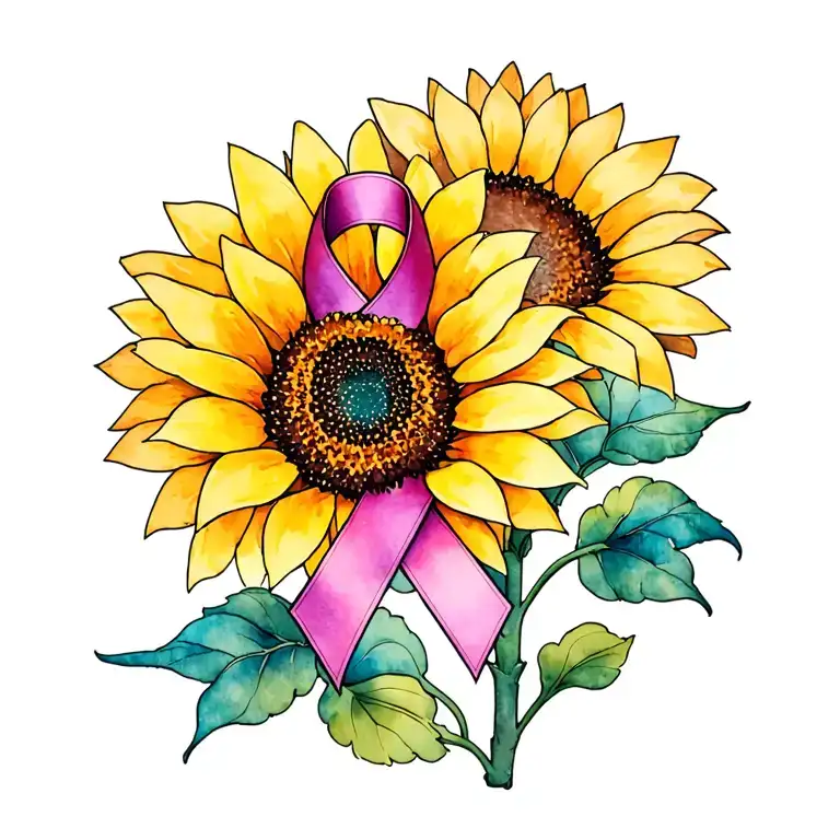 Prostate light blue Cancer ribbon intertwined/sunflower tattoo design idea