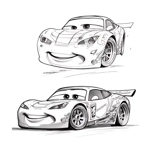 mcqueen cars film, fine line art tattoo tattoo design idea