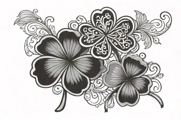four leaf clover eirie eclectic interests and love tattoo design idea