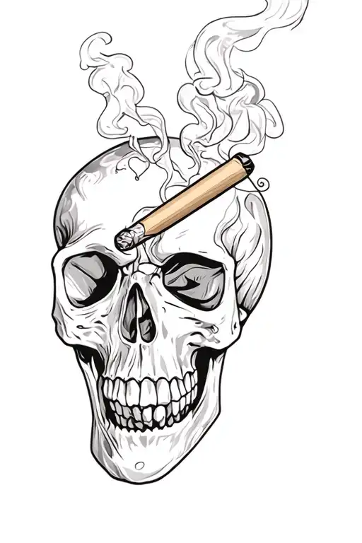 a skull smoking a blunt tattoo design idea