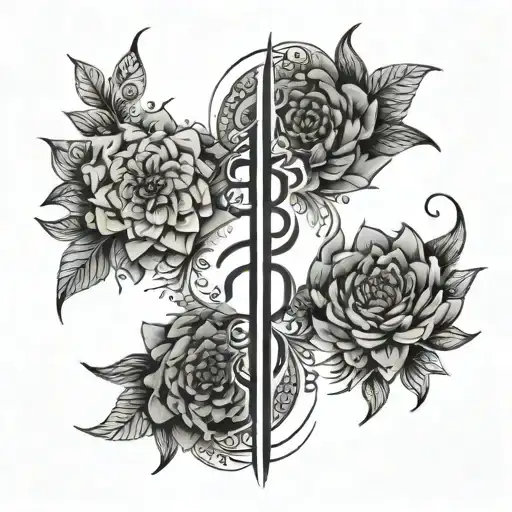 ahnk, unalome, on, breathe sanskrit spine tattoo tattoo design idea