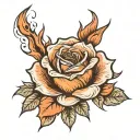 rose burning in flames symbolising heartbreak tattoo design idea