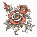 rose burning in flames symbolising heartbreak tattoo design idea