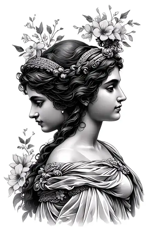 greek goddesses hestia and aphrodite simple and feminine tattoo design idea