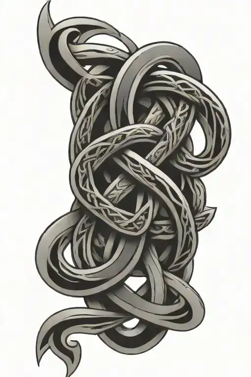 fine line Celtic love knot intertwined tattoo design idea