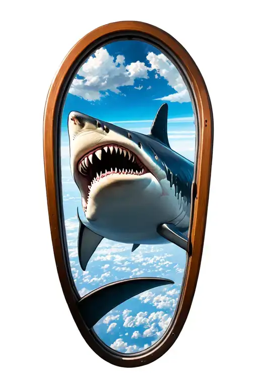 shark and airplane window travel tattoo tattoo design idea