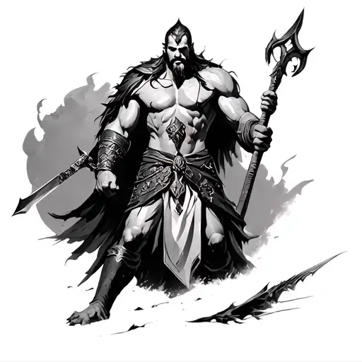 ares god of war with a war scene tattoo design idea