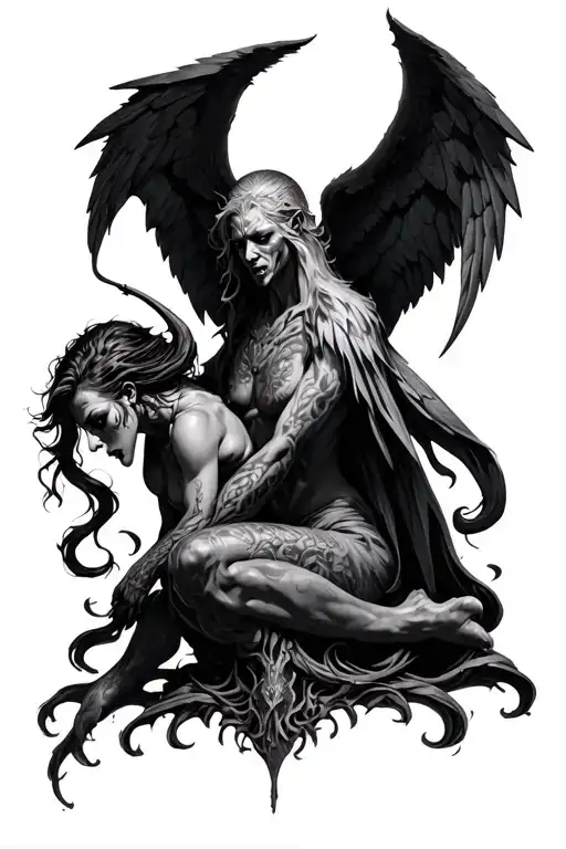 demons and angels tattoo design idea