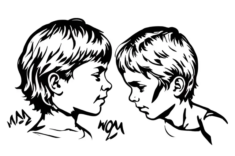 mom two boys tattoo design idea