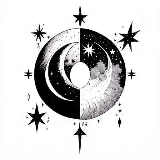 the star, the moon, the Sun tarot cards  tattoo design idea