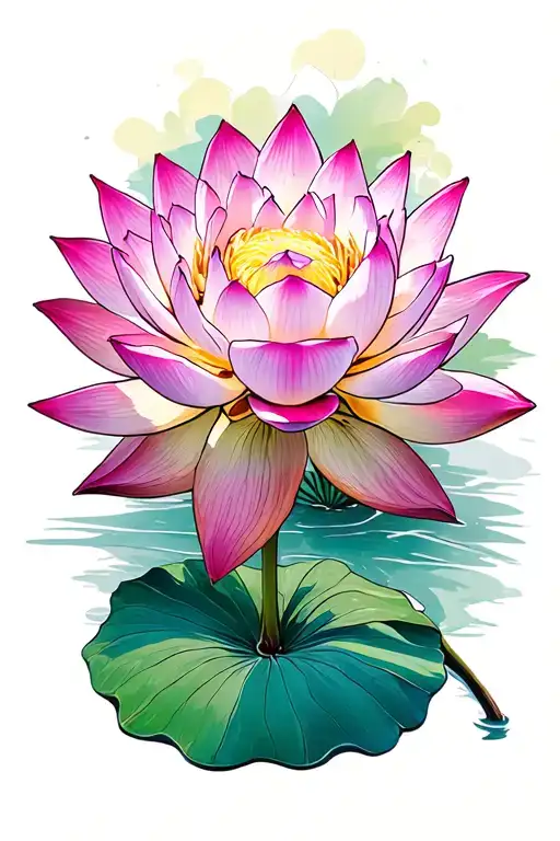 lotus flower magenta tattoo design idea