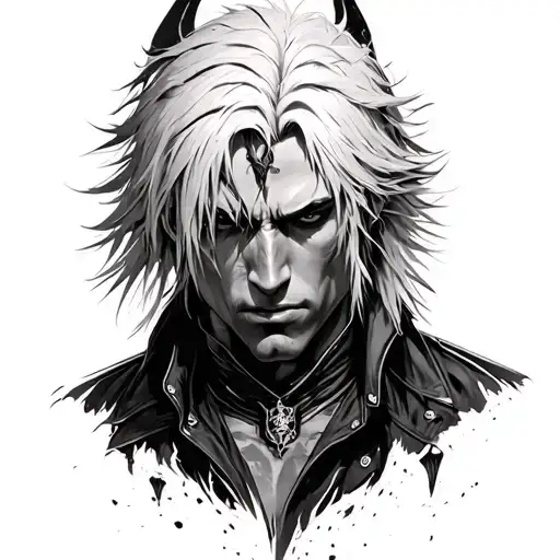 I want you to generate a tattoo inspired by Nero of Devil May Cry 5. I don't want the character to appear directly. tattoo design idea