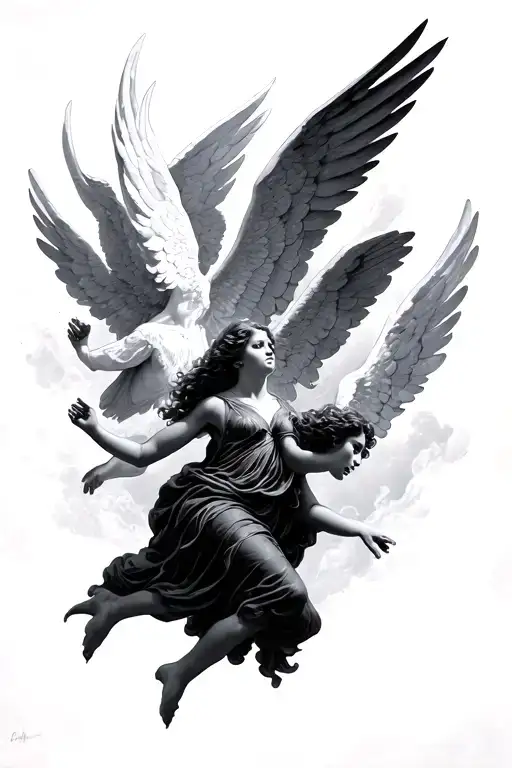 angels falling from heaven tattoo design idea