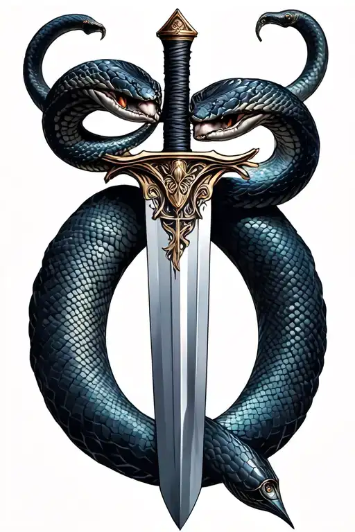 belladonna and sword and snake tattoo design idea