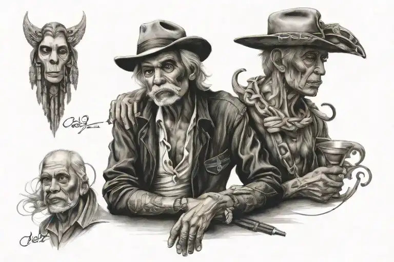 meaning of young old man tattoo design idea