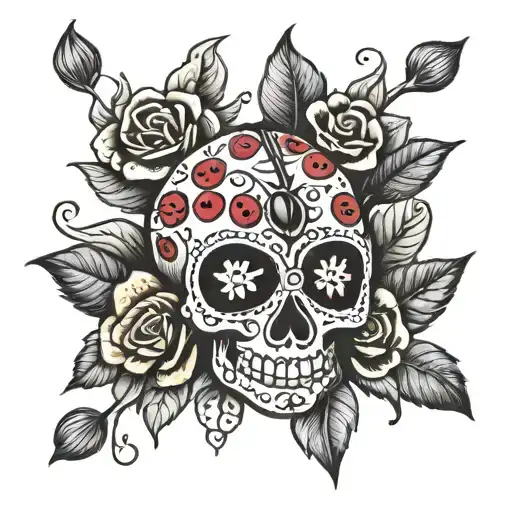 lady bug on sugar skull tattoo design idea