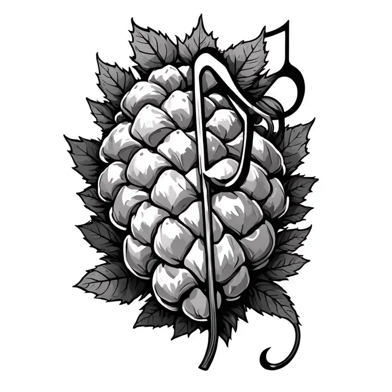 music note where the notehead is a hop cone, the stem a stalk, and the hook a leaf? tattoo design idea