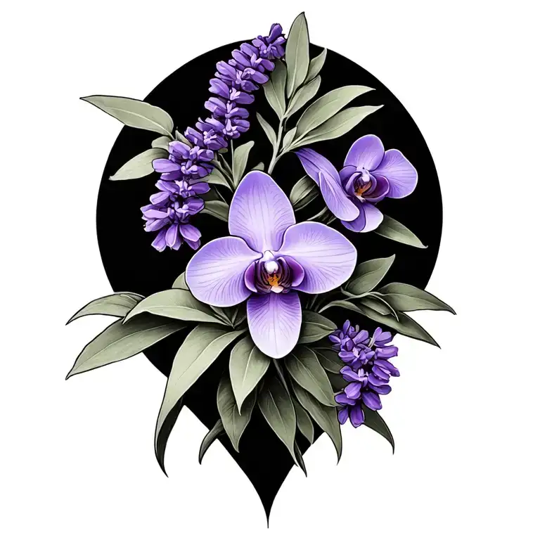 lavender sage and orchid tattoo design idea