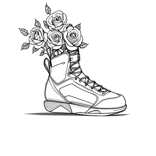 snowboard boot with roses growing out of the top tattoo design idea