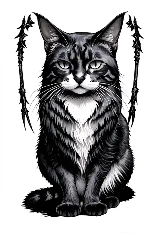Freya Cat raven tattoo design idea