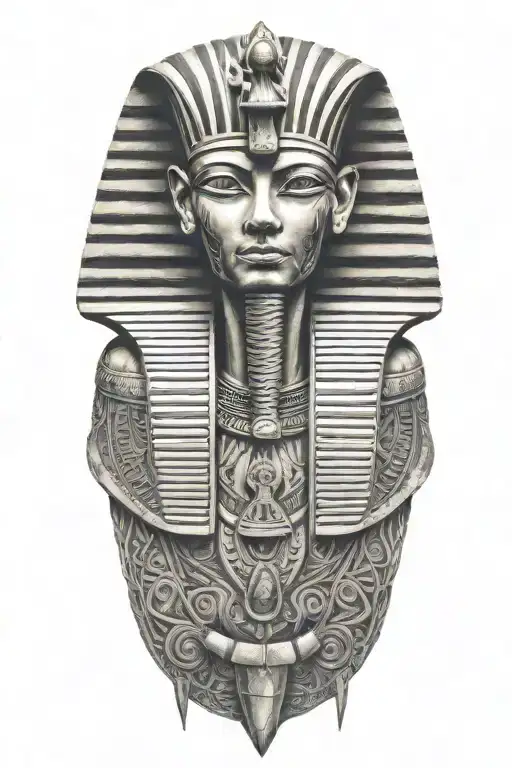pharaoh holding a pyramid tattoo design idea