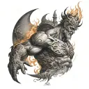 Atlas have on His shoulders the burning world map inside tattoo design idea