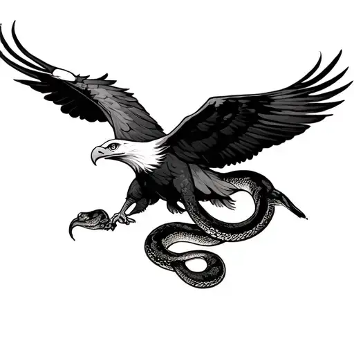 eagle with snake tattoo design idea