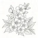 may, january, february and september birth flower bouquet tattoo design idea