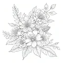 may, january, february and september birth flower bouquet tattoo design idea