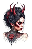 beautiful evil woman tattoo design idea