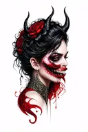 beautiful evil woman tattoo design idea