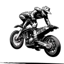motogp style motorbike doing a wheelie with cowboy riding it like a bucking bronco tattoo design idea